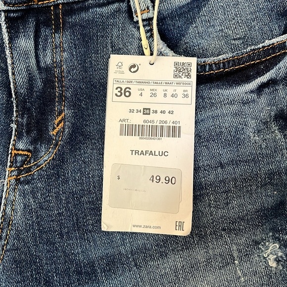 NWT Zara Women’s Blue Jeans Size 4 - Picture 3 of 7